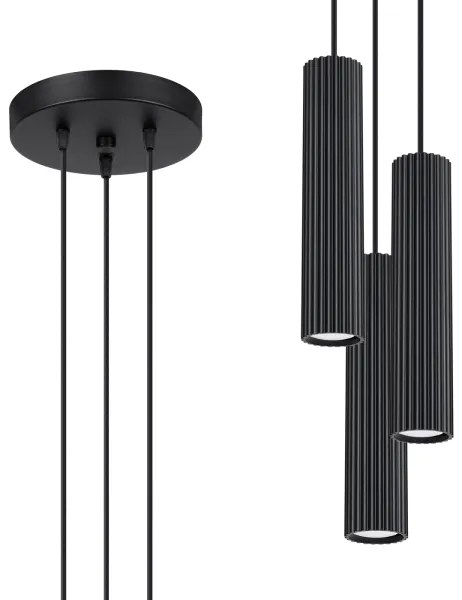Lustră pe cablu Sollux SL.1576 KARBON 3xGU10/10W/230V negru