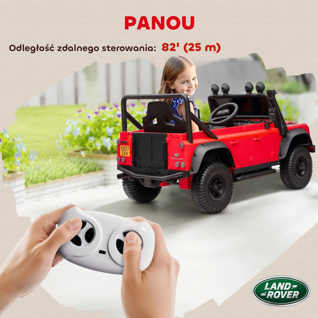 AIYAPLAY Mașină Electrică pentru Copii 3-5 Ani Land Rover 12V și Telecomandă Roșu | Aosom Romania