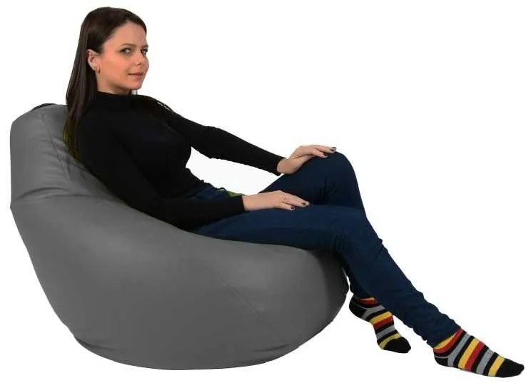 Fotoliu Nirvana Hobbit Pufrelax, Material Piele ecologica - Grey