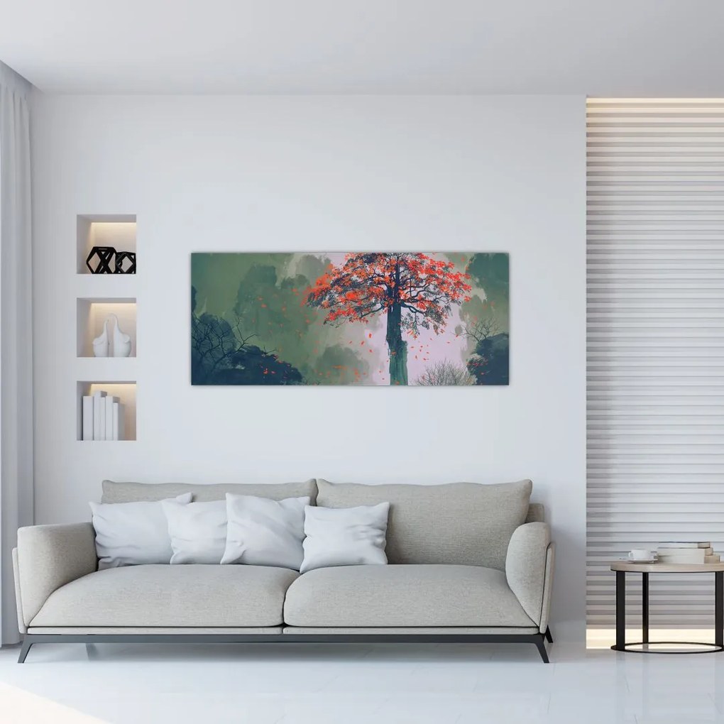 Tablou - Copacul roșu singuratic (120x50 cm)
