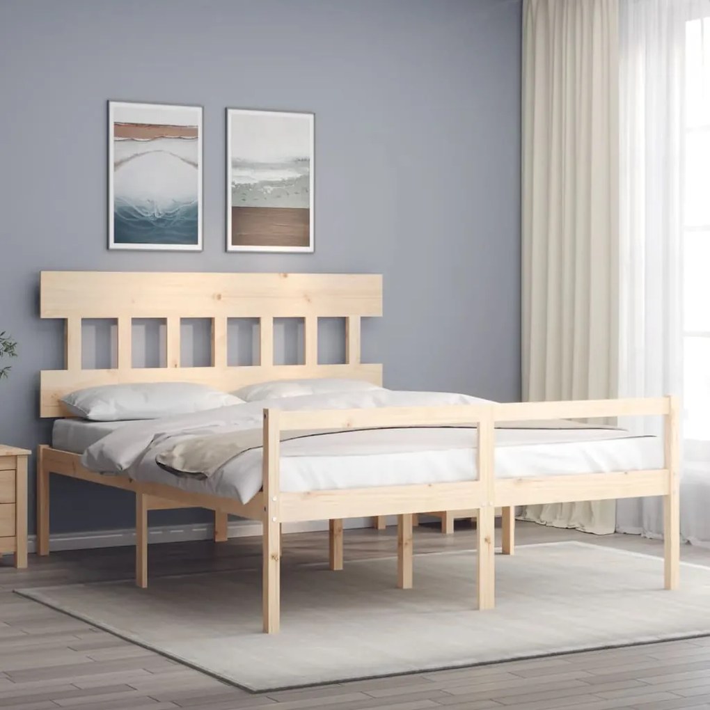 3195426 vidaXL Cadru de pat senior cu tăblie, 160x200 cm, lemn masiv