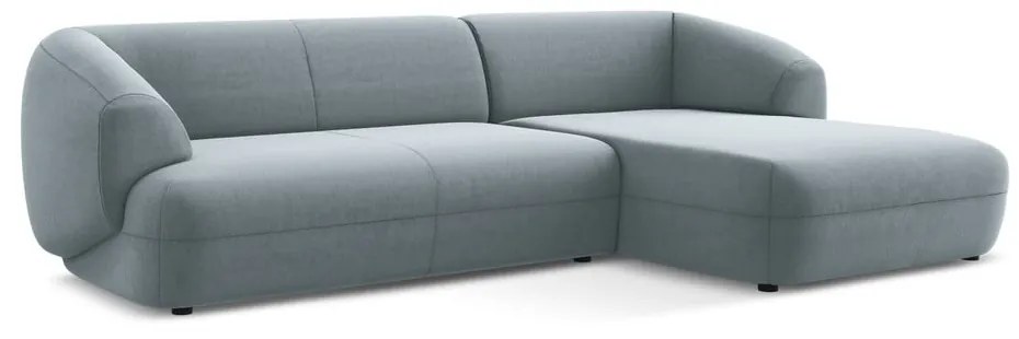 Colțar albastru deschis cu tapițerie din catifea (cu colț pe partea dreaptă) Moana – Makamii