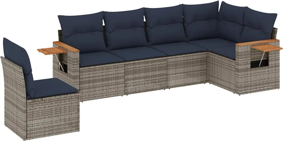 vidaXL Set canapele de grădină cu perne, 6 piese, gri, poliratan