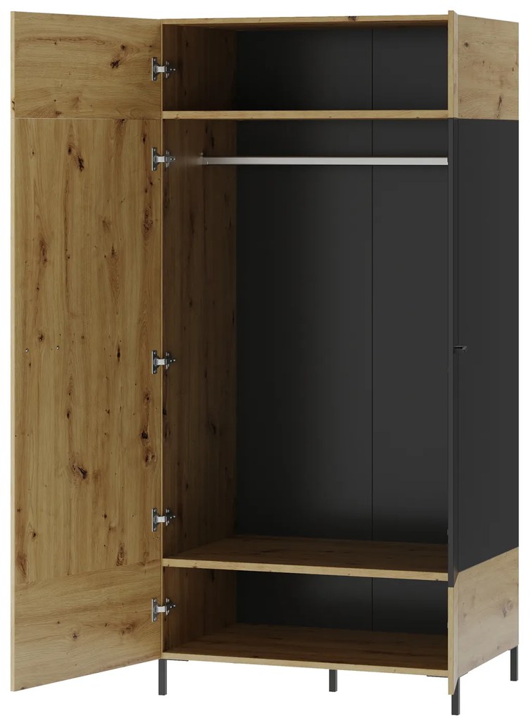 Dulap de haine Lorren 70 (stejar artisan + negru mat). 1068174