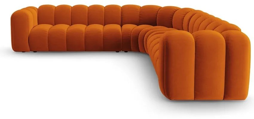 Colțar modular cărămiziu cu tapițerie din catifea Lupine – Micadoni