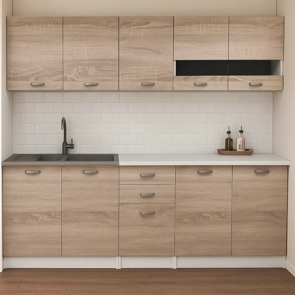 Mobilier de bucătărie, 2 m, stejar sonoma/alb, ANITA NEW