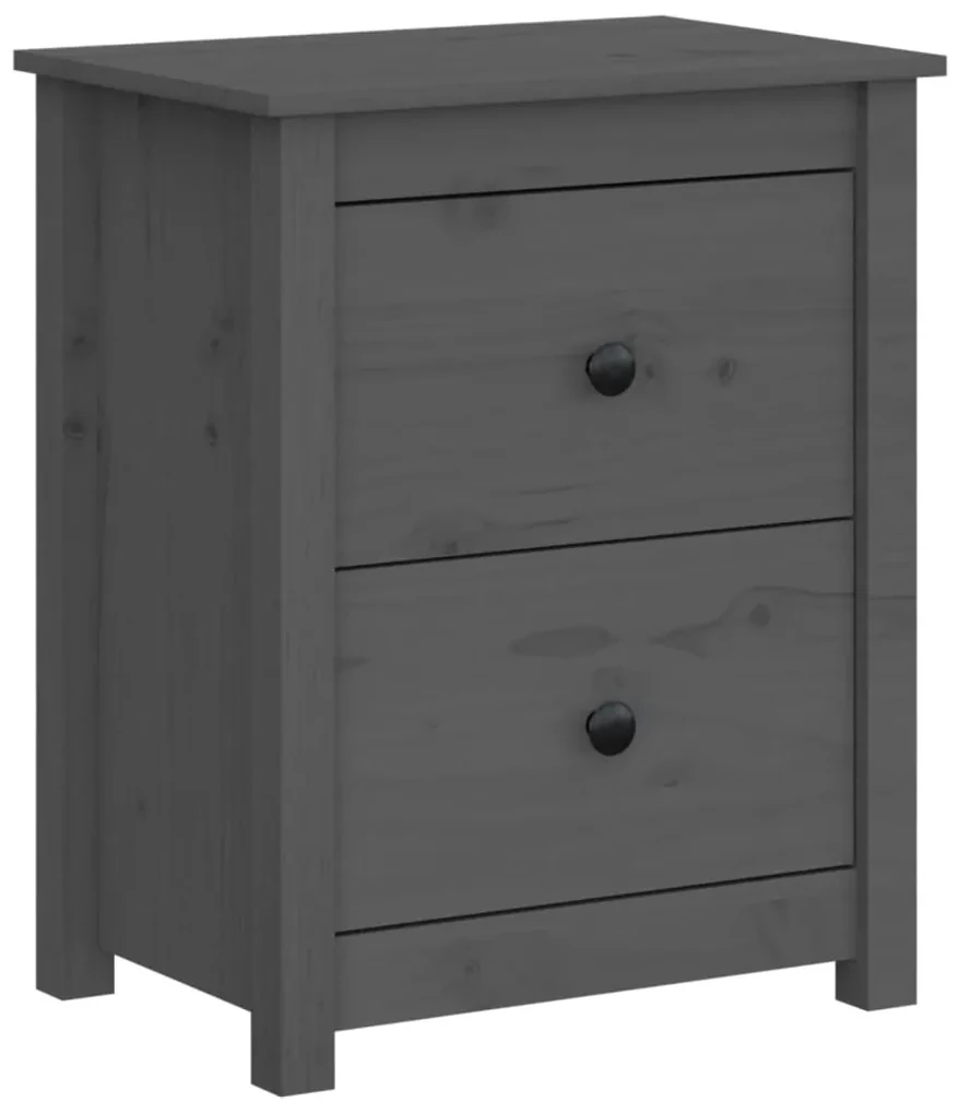 813683 vidaXL Noptieră, gri, 50x35x61,5 cm, lemn masiv de pin