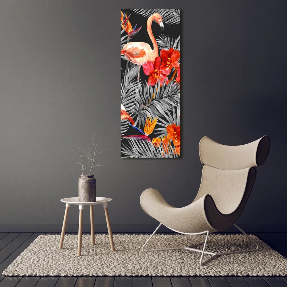 Print pe canvas Flamingos și flori