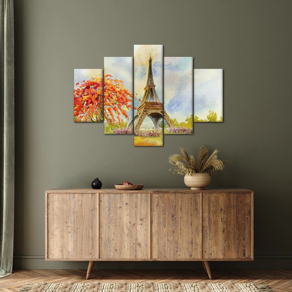 Tablou pictat cu turnul Eiffel (150x105 cm)
