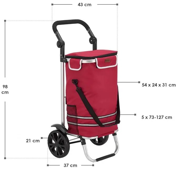 Juskys Coș de cumpărături 56 L - roșu
