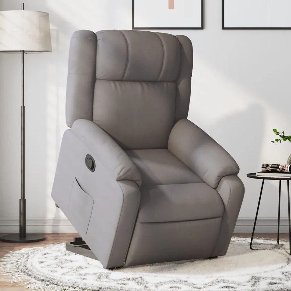 vidaXL Fotoliu rabatabil cu ridicare pe verticală, gri taupe, textil
