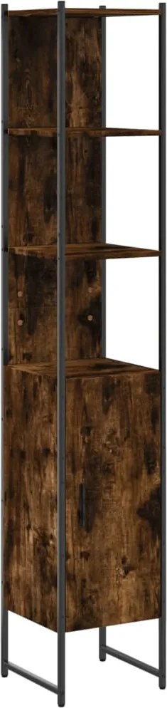 vidaXL Dulap de baie, stejar afumat, 33x33x185,5 cm, lemn prelucrat