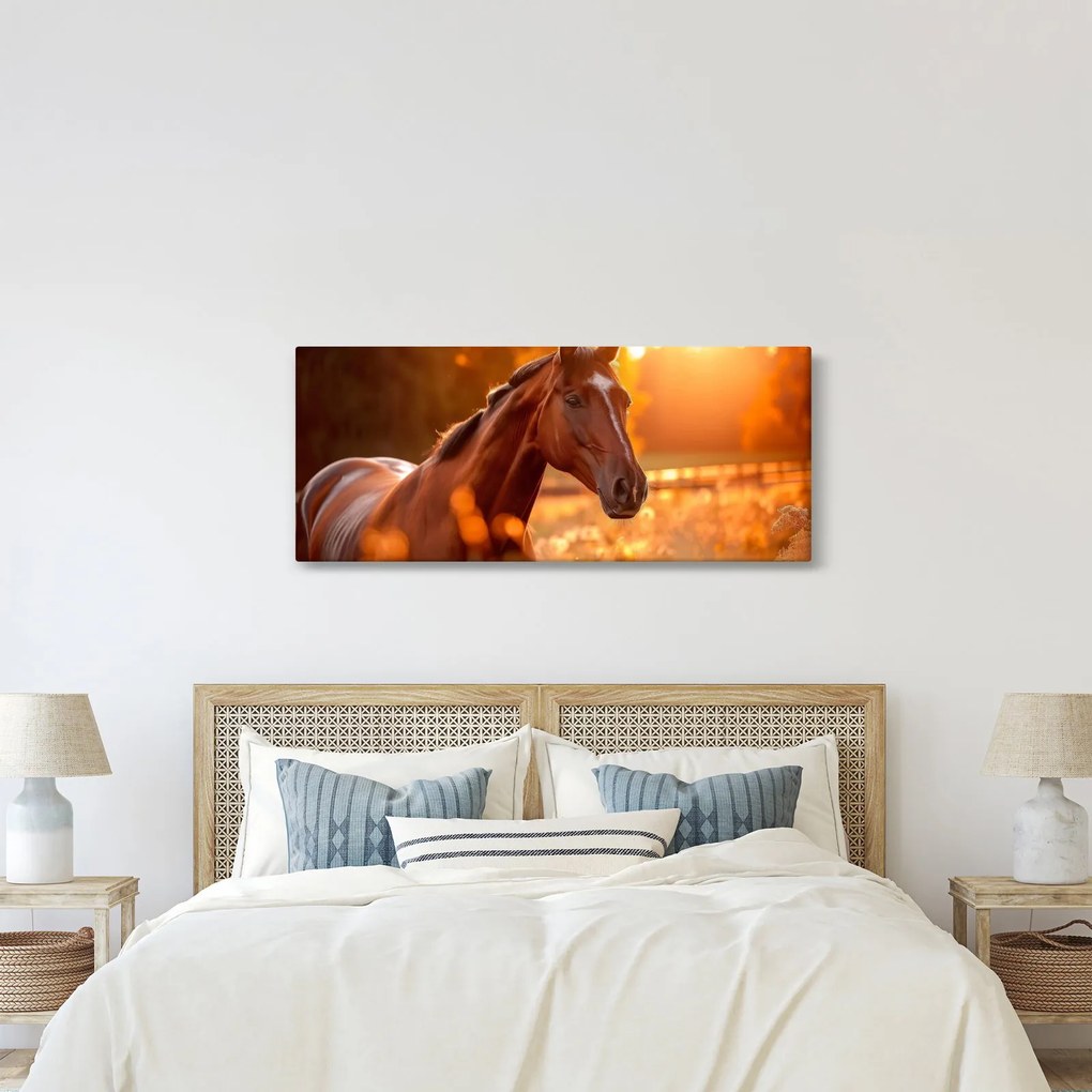 Tablou - Cal în apus de soare (120x50 cm)
