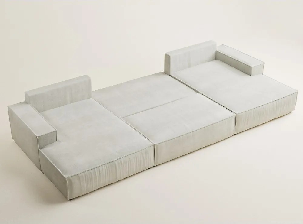 Colțar crem extensibil/cu spațiu de depozitare cu tapițerie din chenille (în formă de "U") Kyoto – Maison de Rêve