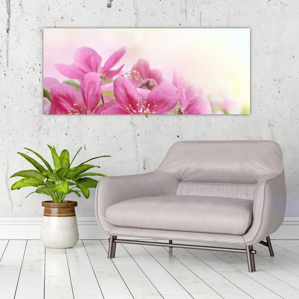 Tablou - Flori roz (120x50 cm)