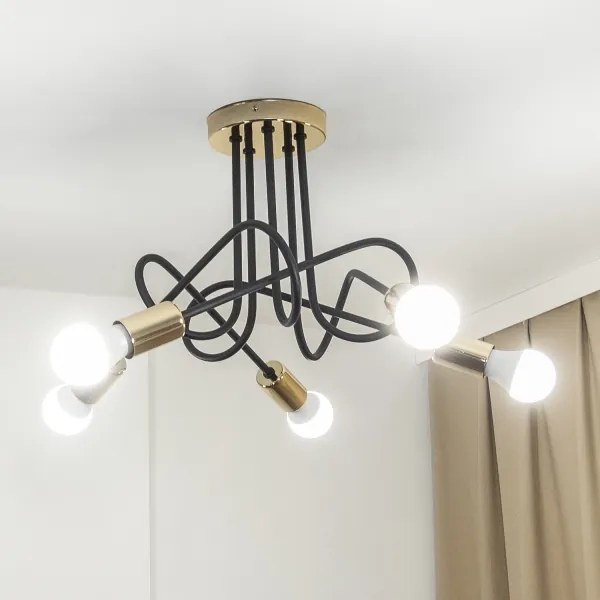 Lustră aplicată OXFORD 5xE27/15W/230V aurie/neagră