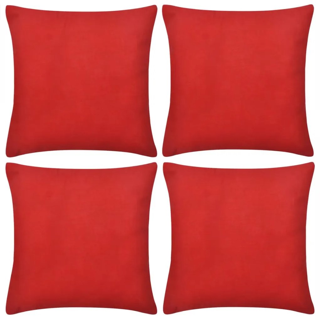 vidaXL Huse de pernă din bumbac, 40 x 40 cm, roșu, 4 buc.