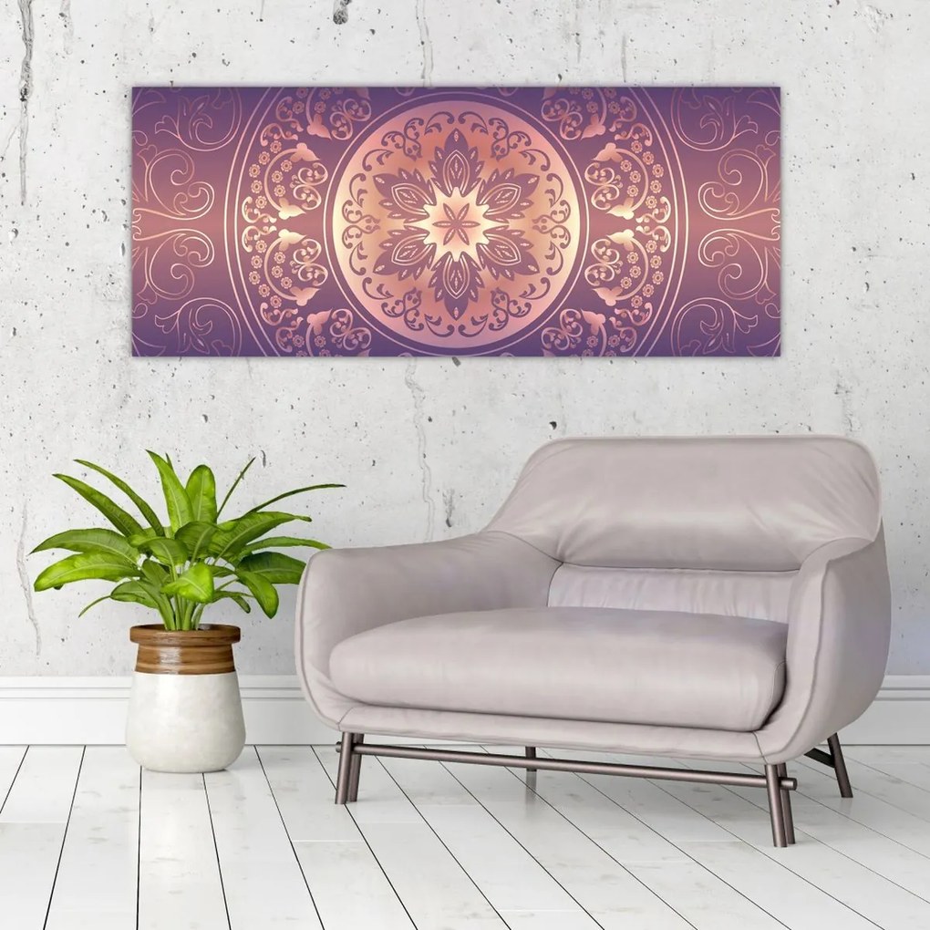 Tablou - Mandala pe gradient violet (120x50 cm)