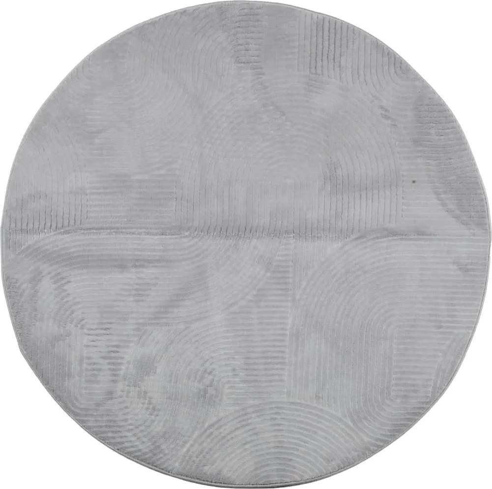 vidaXL Covor IZA aspect scandinav, cu fire scurte, gri, Ø 120 cm
