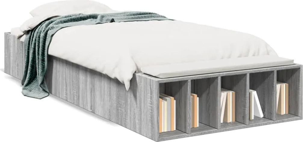 vidaXL Cadru de pat, gri sonoma, 75x190 cm, lemn prelucrat
