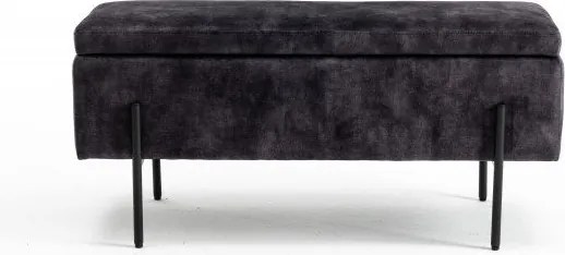 Bancheta cu spatiu de depozitare Loft 100cm, catifea gri