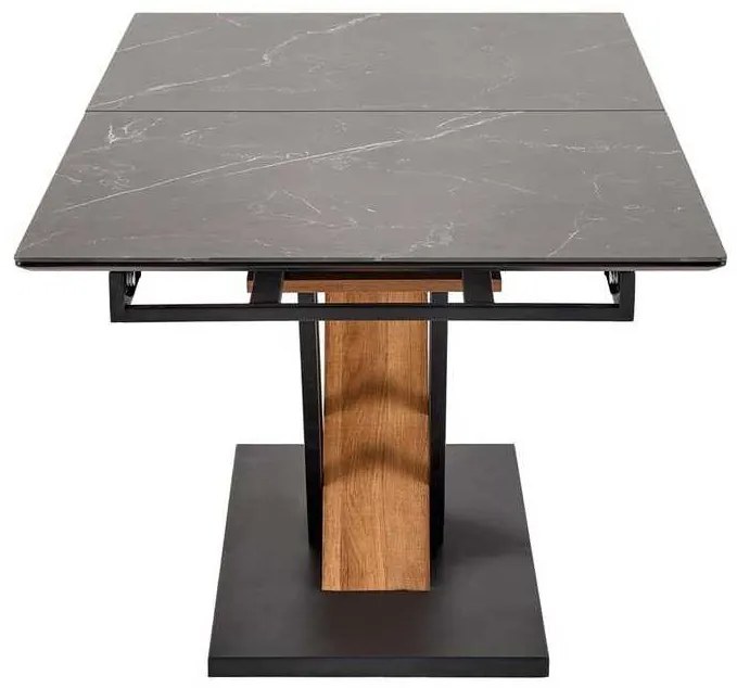 Masă de bucătărie Sterzo 160-200 x 90 cm, negru / stejar auriu