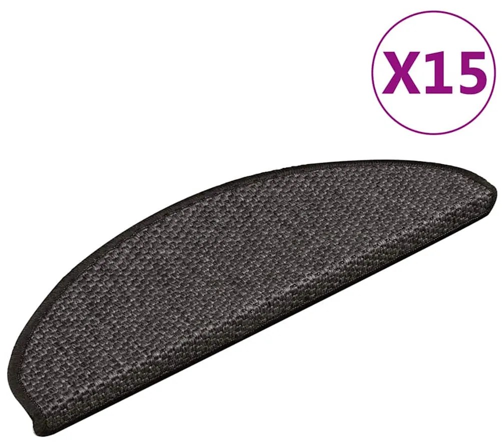 vidaXL Covorașe scări autoadezive, 15 buc. gri 65x21x4cm, aspect sisal