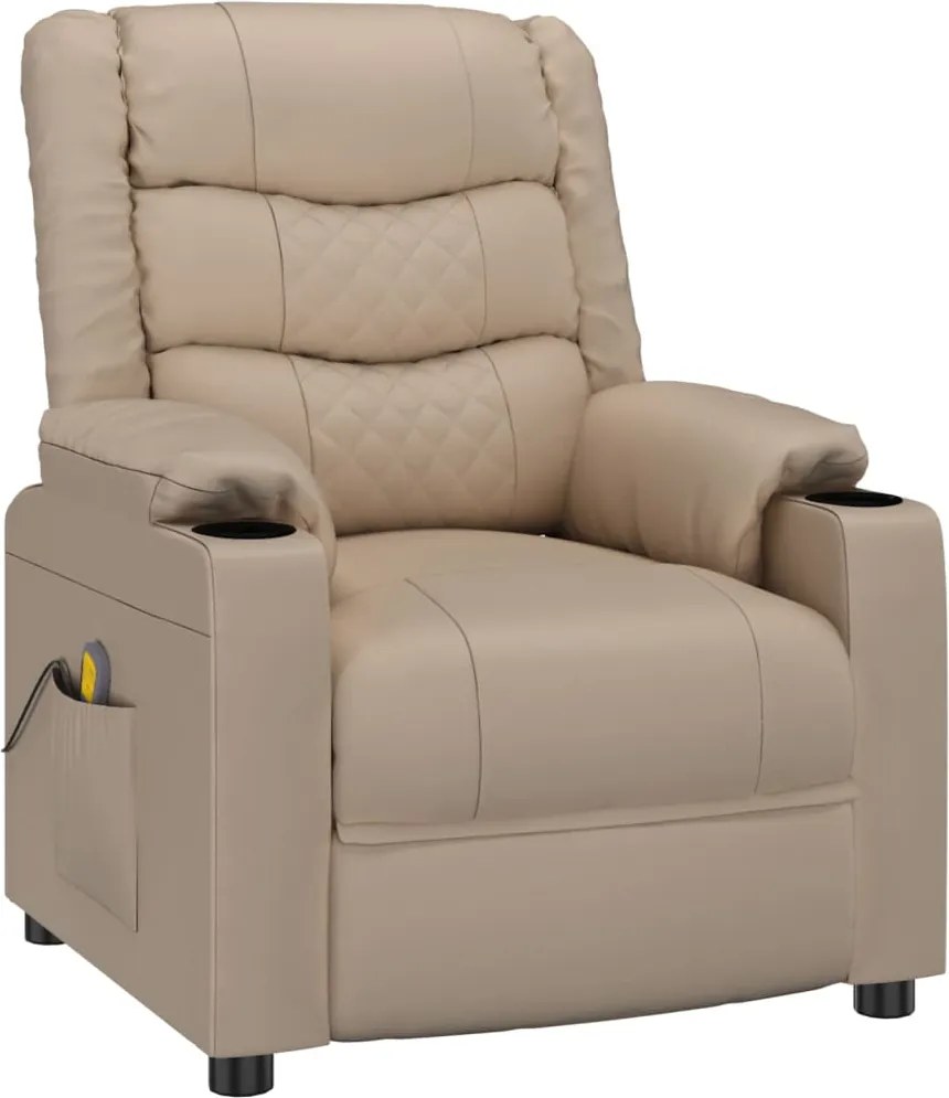 vidaXL Fotoliu de masaj rabatabil, cappuccino, piele ecologică