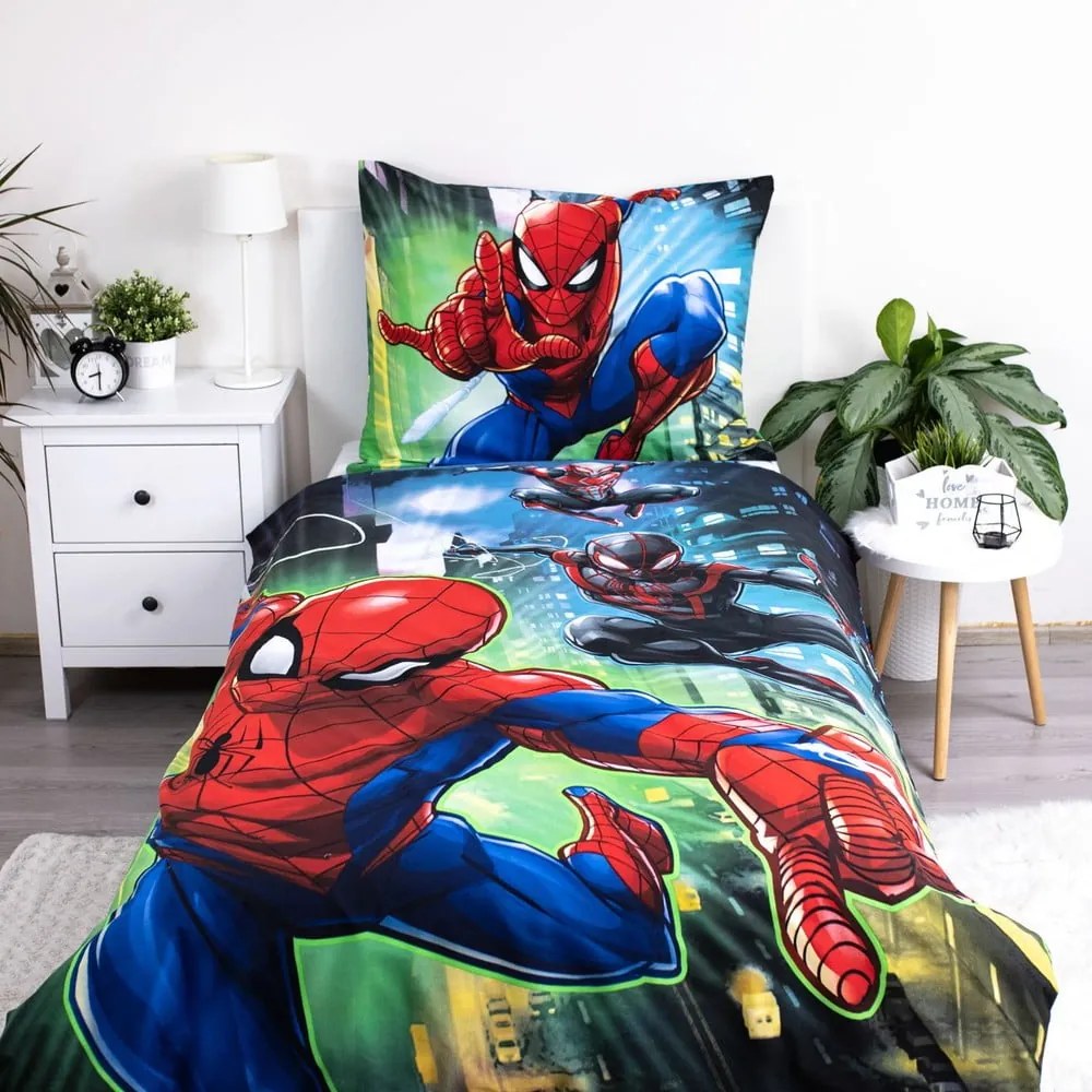 Lenjerie de pat pentru copii din bumbac pentru pat de o persoană 140x200 cm Spider-man – Jerry Fabrics