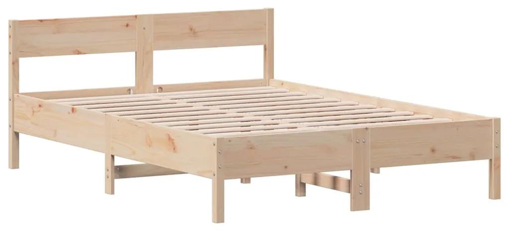 842750 vidaXL Cadru de pat cu tăblie, 140x200 cm, lemn masiv de pin