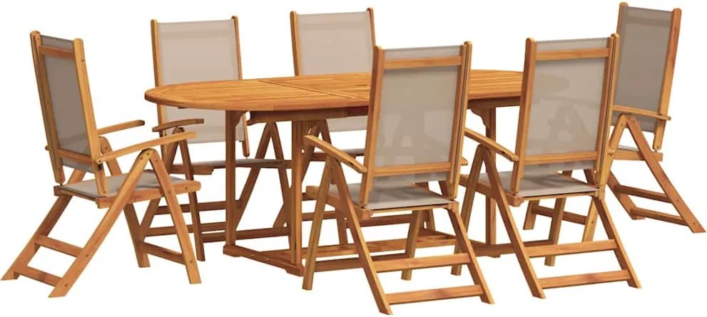 vidaXL Set mobilier de grădină, 7 piese, lemn masiv acacia/textilenă