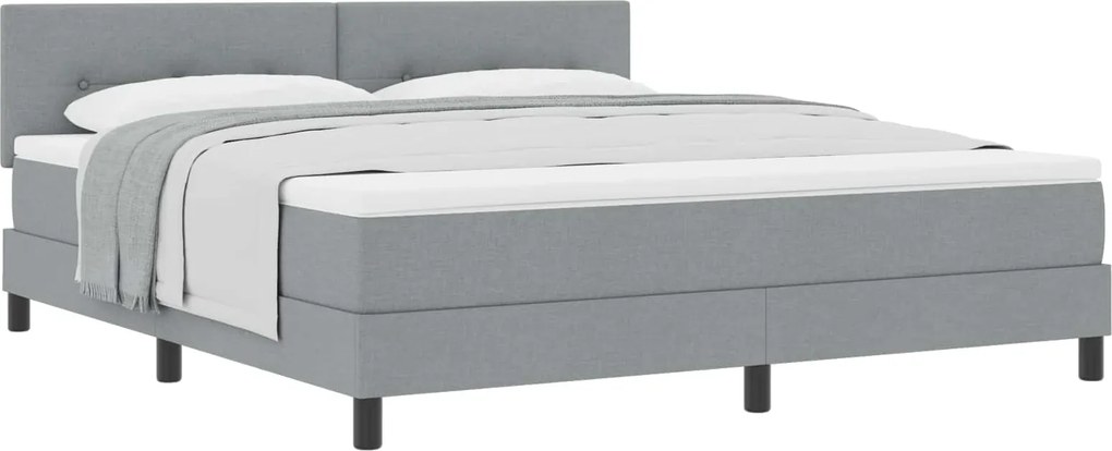 vidaXL Pat cu arcuri cu saltea Gri deschis 180 x 200 cm țesătură