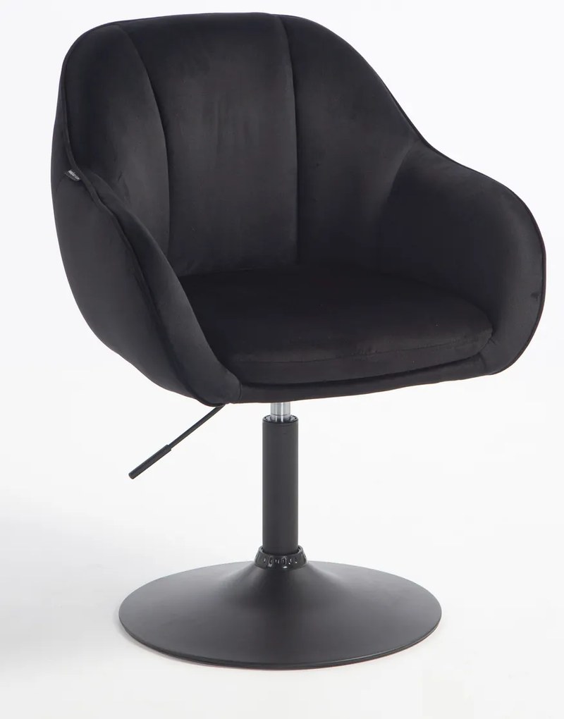 HR2055N Scaun Neagră din Catifea cu Bază Neagră