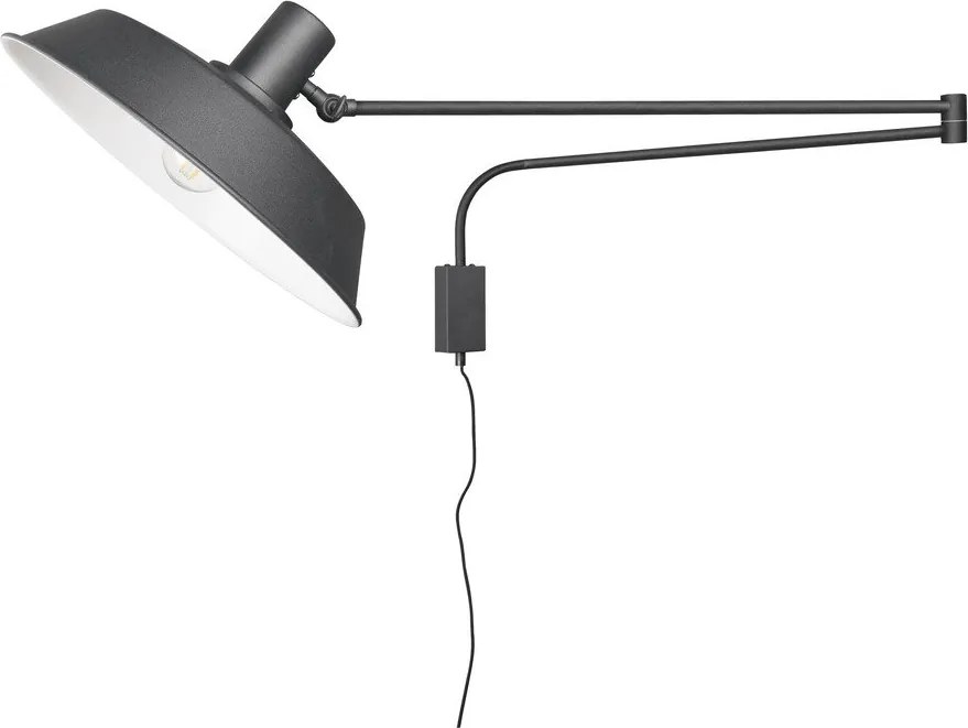 Aplică de perete negru-mat cu structură flexibilă cu alimentare la priză ø 35,5 cm Bolder – Trio