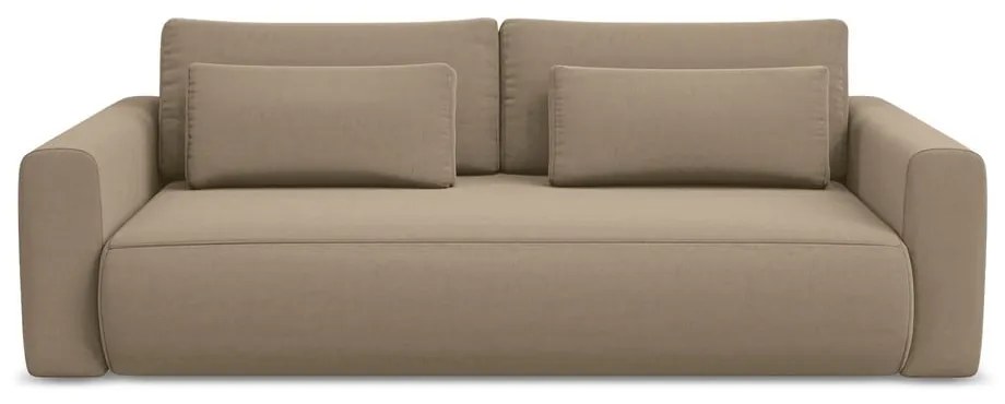 Canapea maro deschis extensibilă/cu spațiu de depozitare cu tapițerie din catifea 238 cm Kapua – Makamii