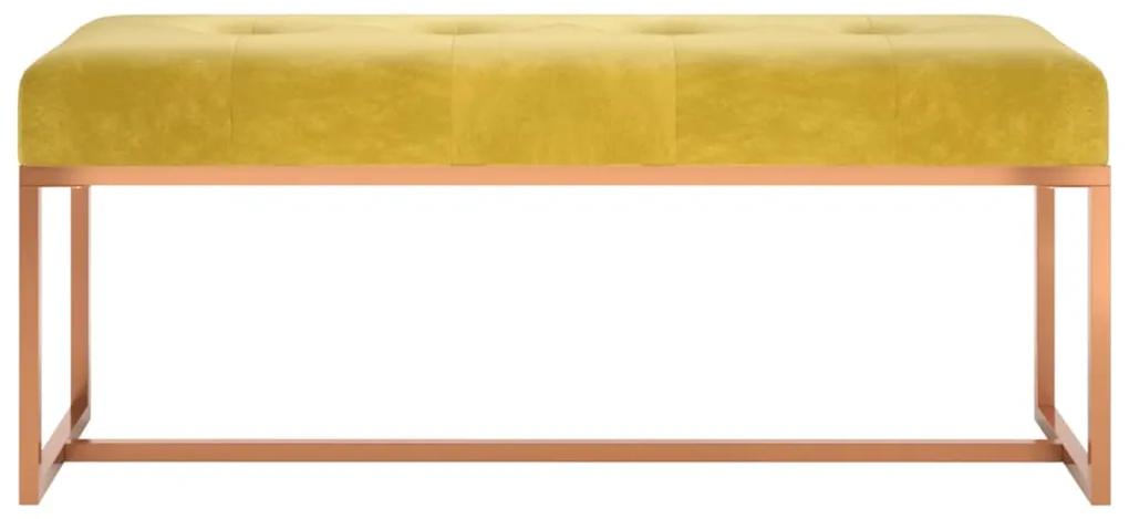 Banca, galben mustar, 110x36x45 cm, catifea Galben