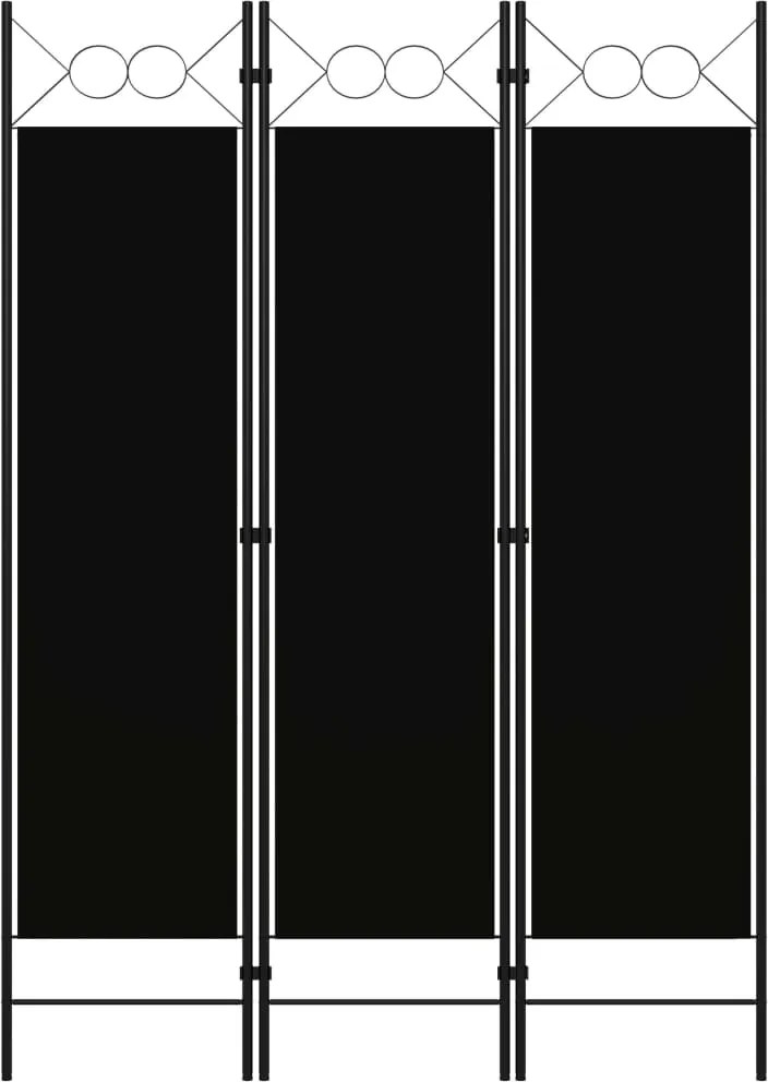 vidaXL Paravan de cameră cu 3 panouri, negru, 120 x 180 cm
