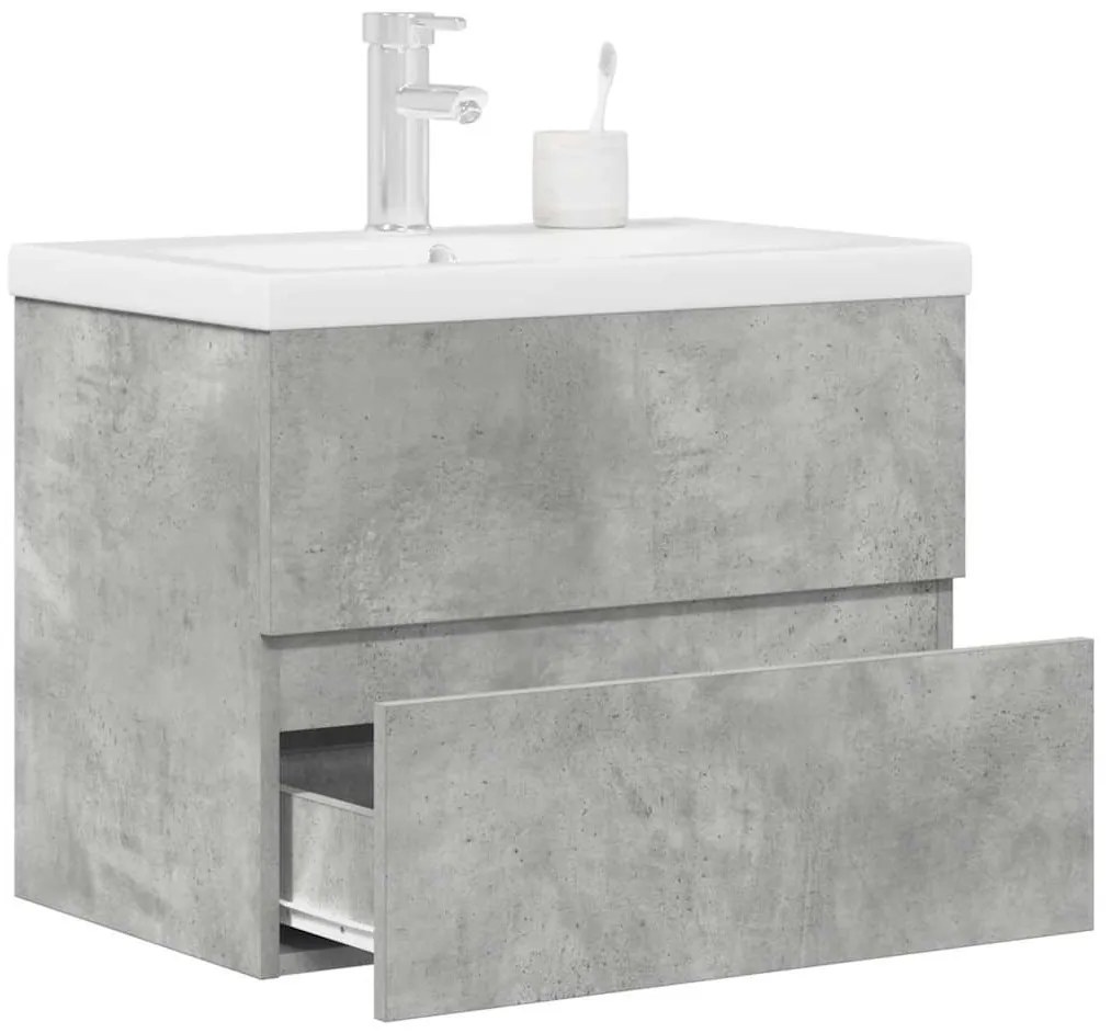 vidaXL Set mobilier de baie, 2 piese, gri beton, lemn compozit