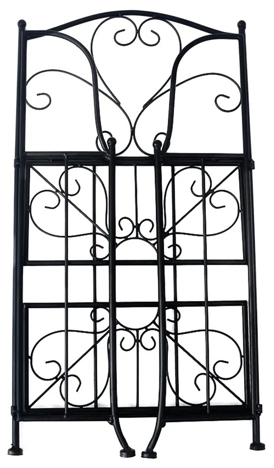 Raft pliabil din metal, negru, MANULO