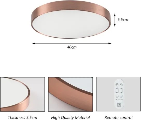Immax NEO 07321L-LED NEO LITE SEMPLICI Plafonieră reglabilă 36W/230V Ø40 cm, cupru + telecomandă