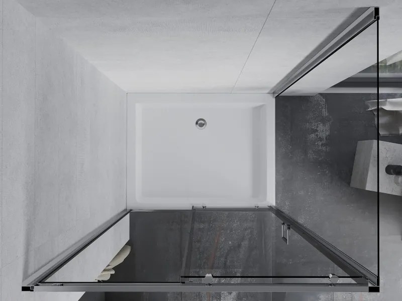 Mexen Apia cabina de duș culisantă 100 x 80 cm, transparentă, cromată + cadă de duș Rio - 840-100-080-01-00-4510