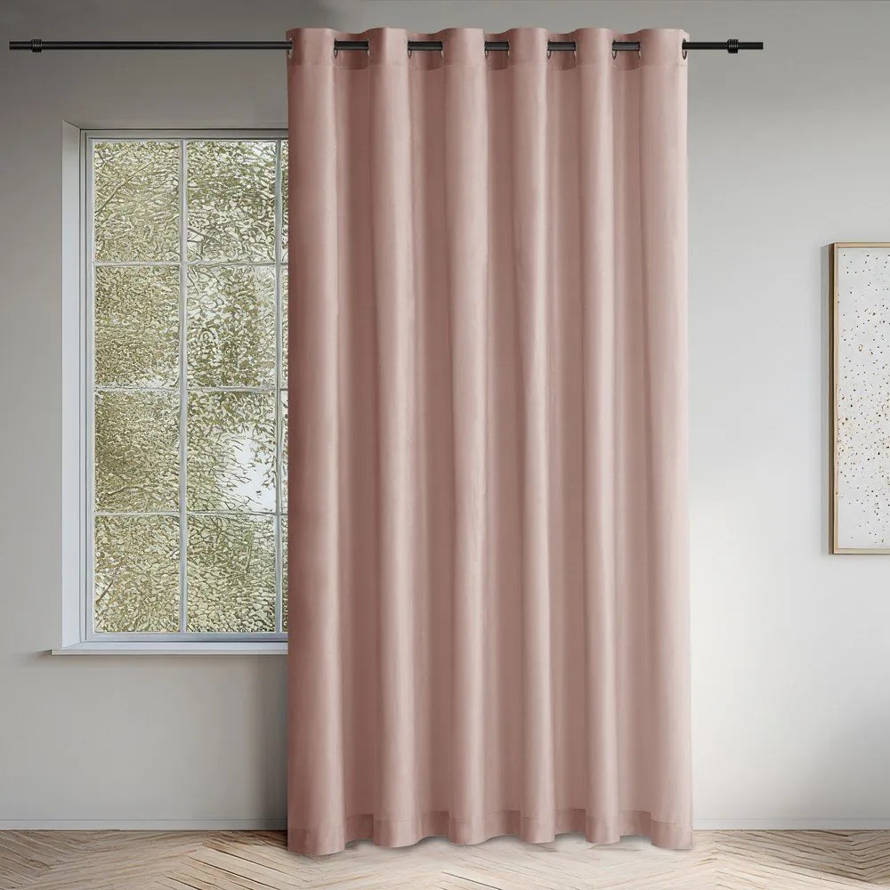 Draperie roz-deschis dimout (semi-opacă) din catifea 530x225 cm Velto – Filumi