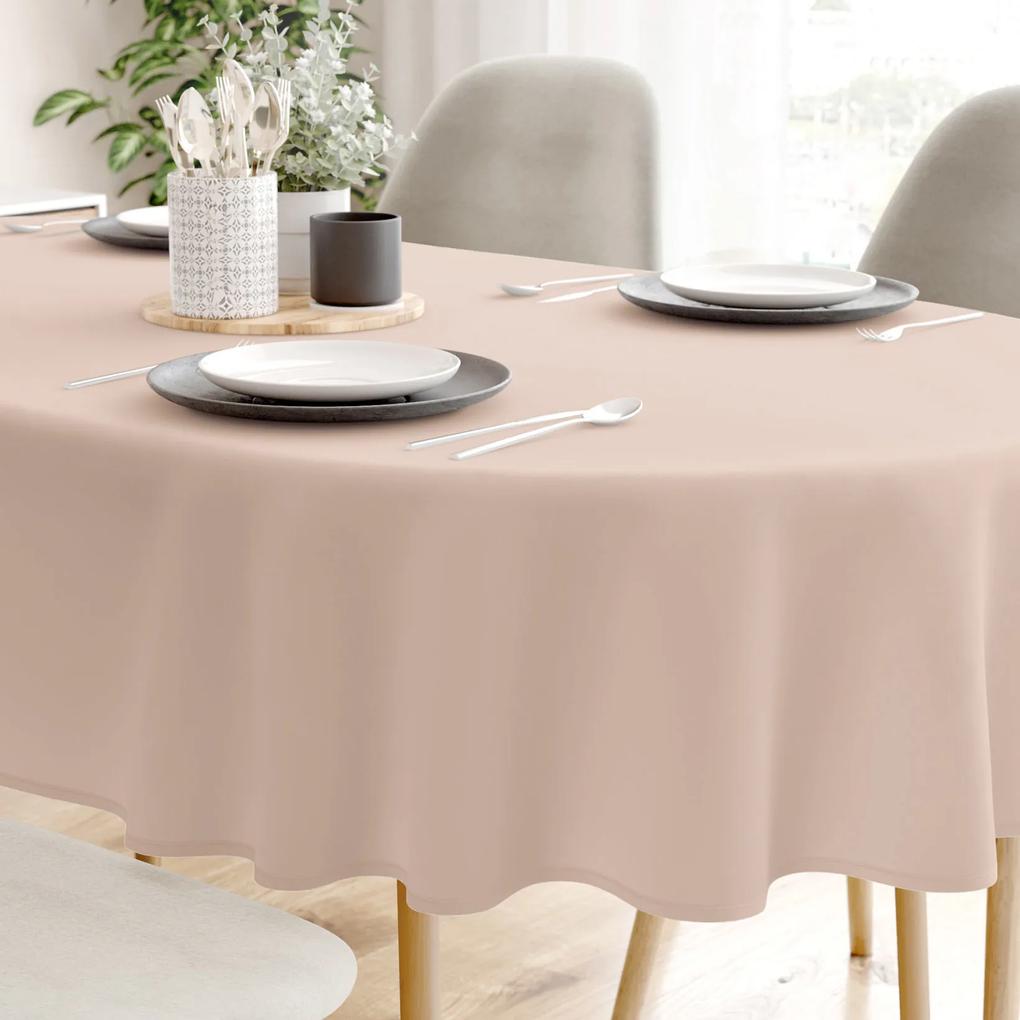 Goldea față de masă decorativă rongo deluxe - bej cu luciu satinat - ovală 140 x 280 cm