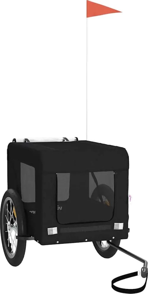 vidaXL Remorcă bicicletă animale companie, negru, textil oxford/fier
