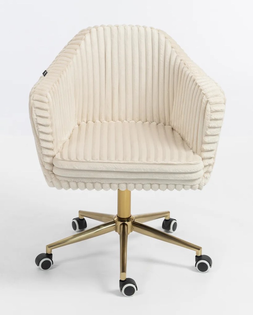 HR832K Scaun Cappuccino Teddy Cord cu Bază Aurie