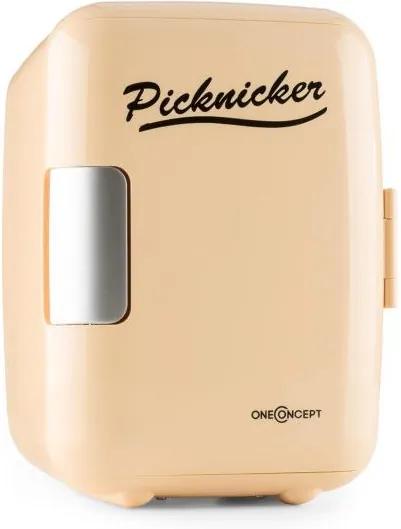 OneConcept PickNICKER, crem, cutie termo cu funcție de răcire / păstrare la cald, mini, 4 L, AC DC, AUTO, certificat Emark