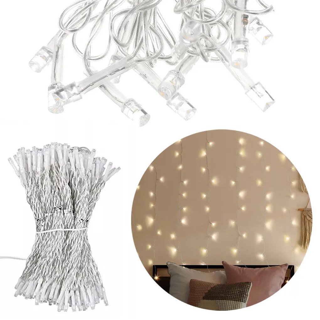 Instalatie plasa cu lumina calda, 300 LED, 3x3 m