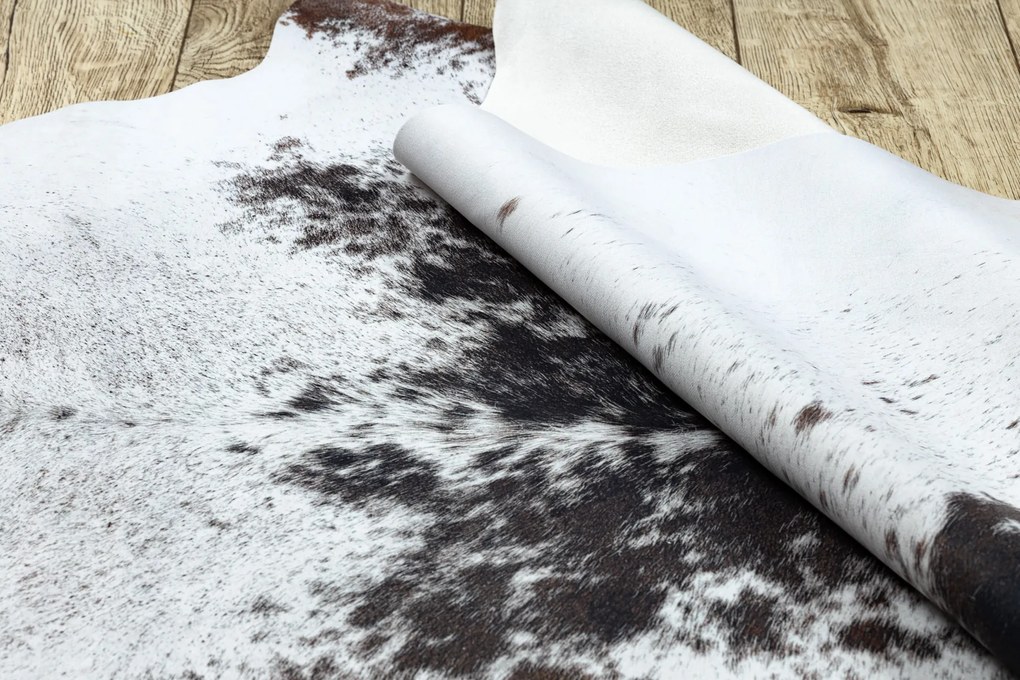 Covor Artificial Cowhide, Vaca G5074-1 alb maro din piele