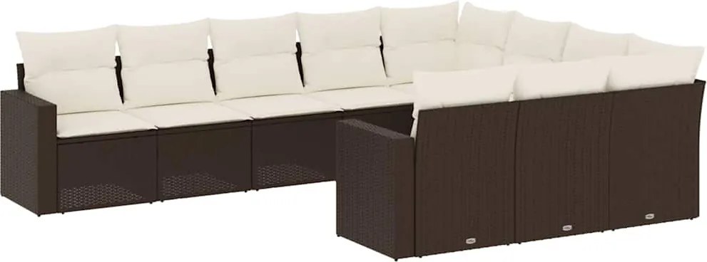 vidaXL Set canapele de grădină cu perne, 10 piese, maro, poliratan