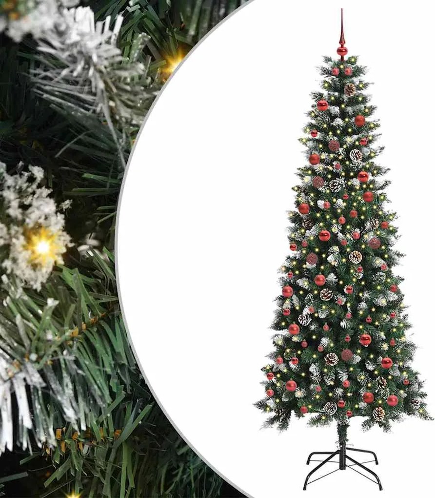 vidaXL Brad de Crăciun artificial Verde 210 cm PVC și Plastic și Oțel